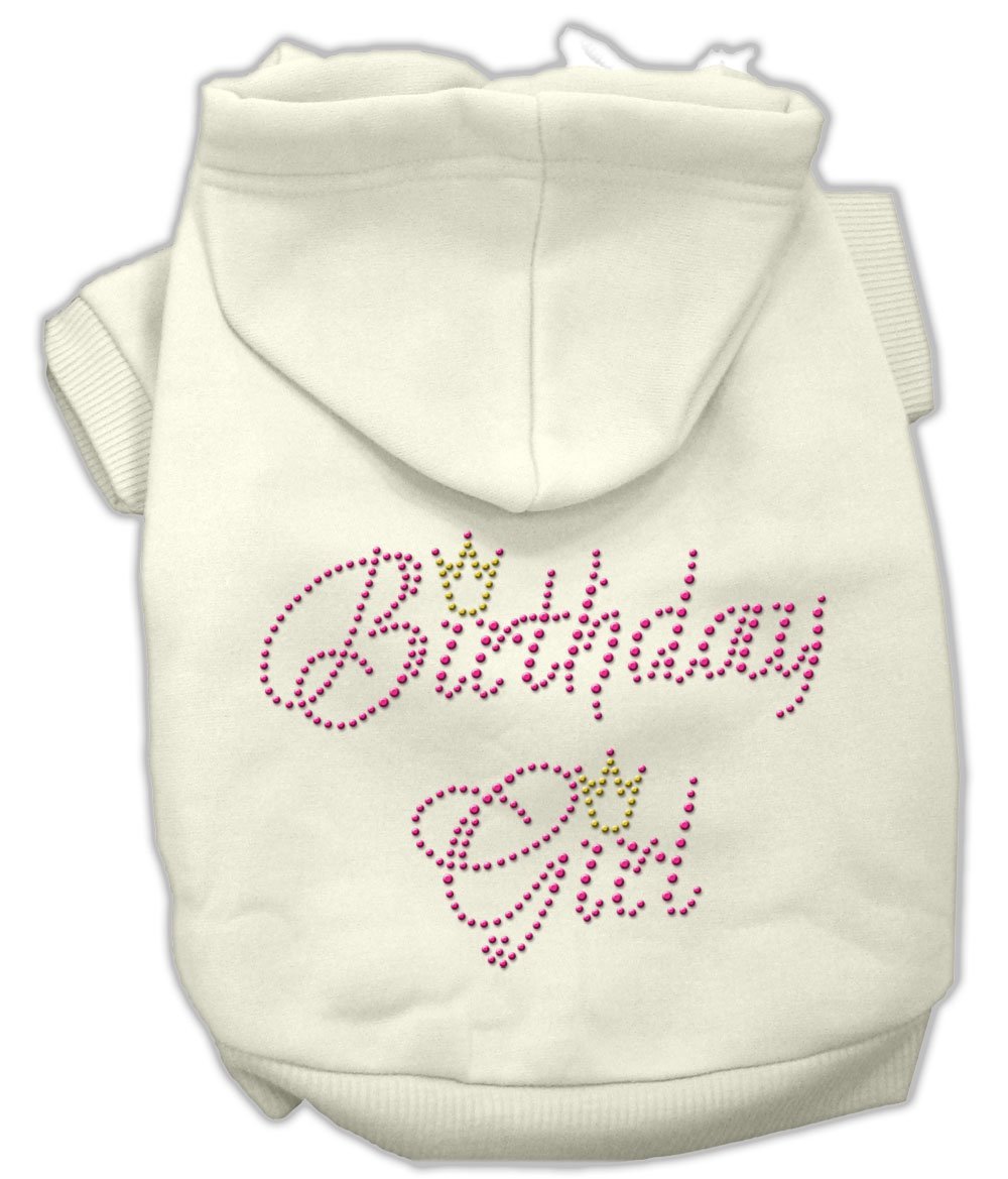 [Australia] - Mirage Pet Products 12-Inch Birthday Girl Hoodies, Medium, Cream 