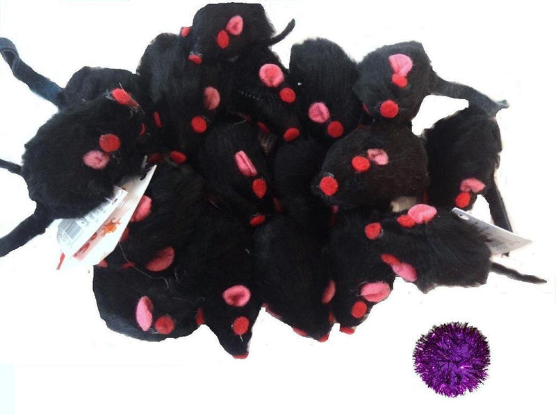 [Australia] - 10 Realistic Black Mice Cat Toys with Real Rabbit Fur cat Toys 