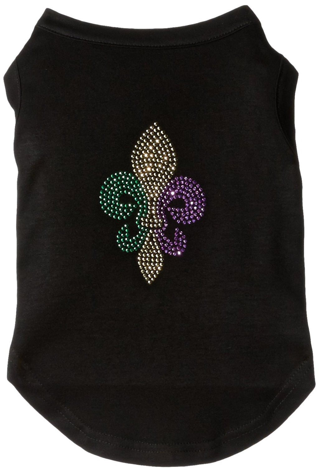 [Australia] - Mirage Pet Products Mardi Gras Fleur De Lis Rhinestone Dog Shirt, Large, Black 