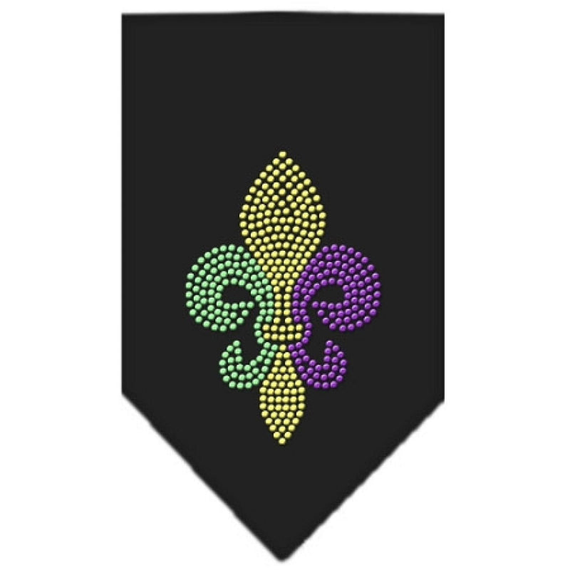 [Australia] - Mardi Gras Fleur De Lis Rhinestone Dog Bandanas Large Black 