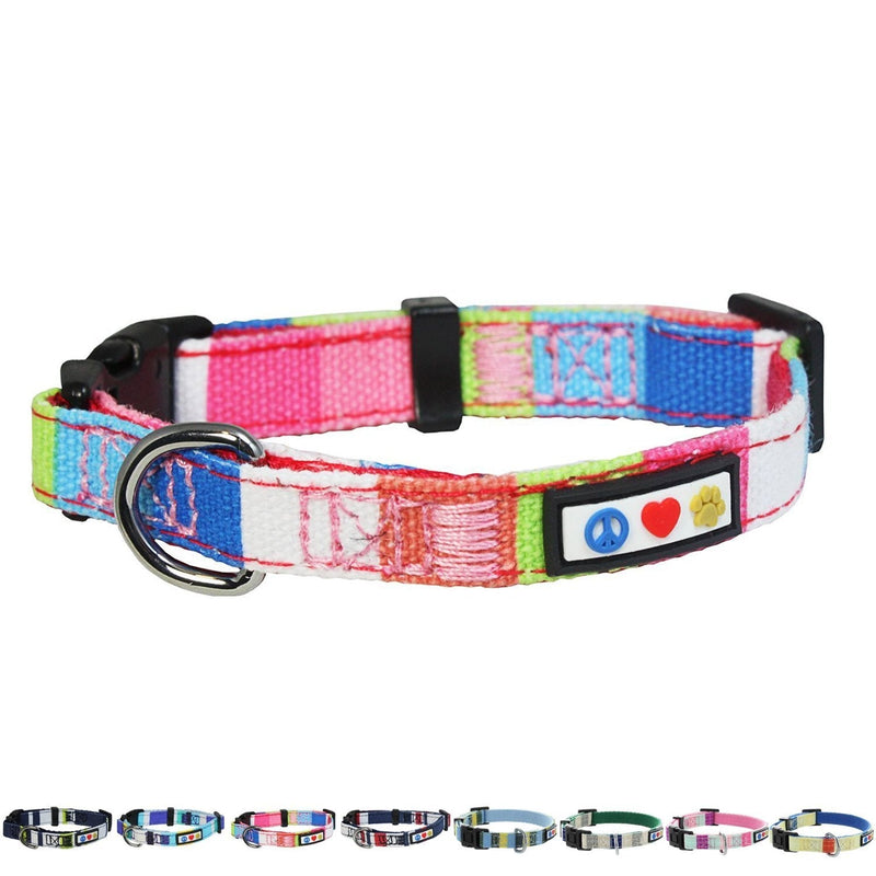 [Australia] - Pawtitas Pet/Puppy Soft Training Adjustable Multicolor Dog Collar Extra Small XS Pink / White / Teal / Green 