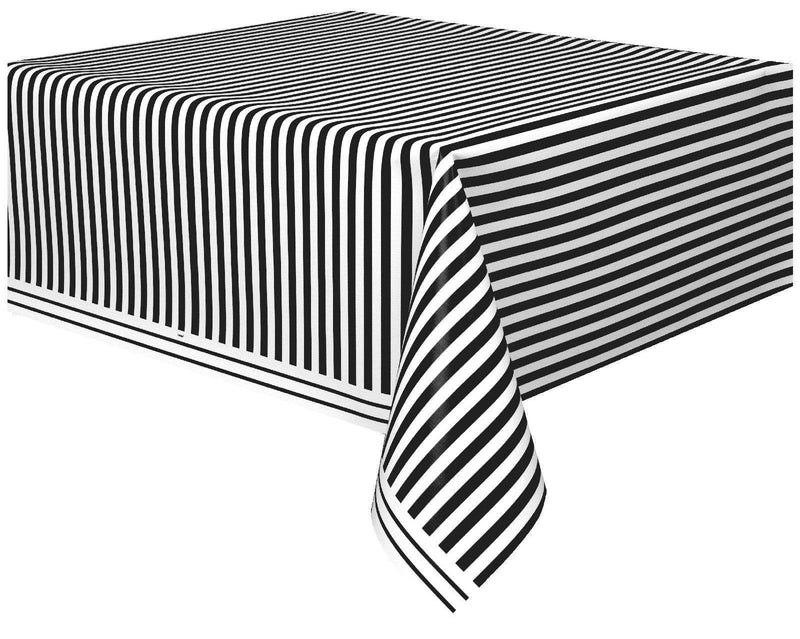 Unique Industries, Plastic Table Skirt, Party Supplies - Black Striped, 108 x 54 Inches - PawsPlanet Australia