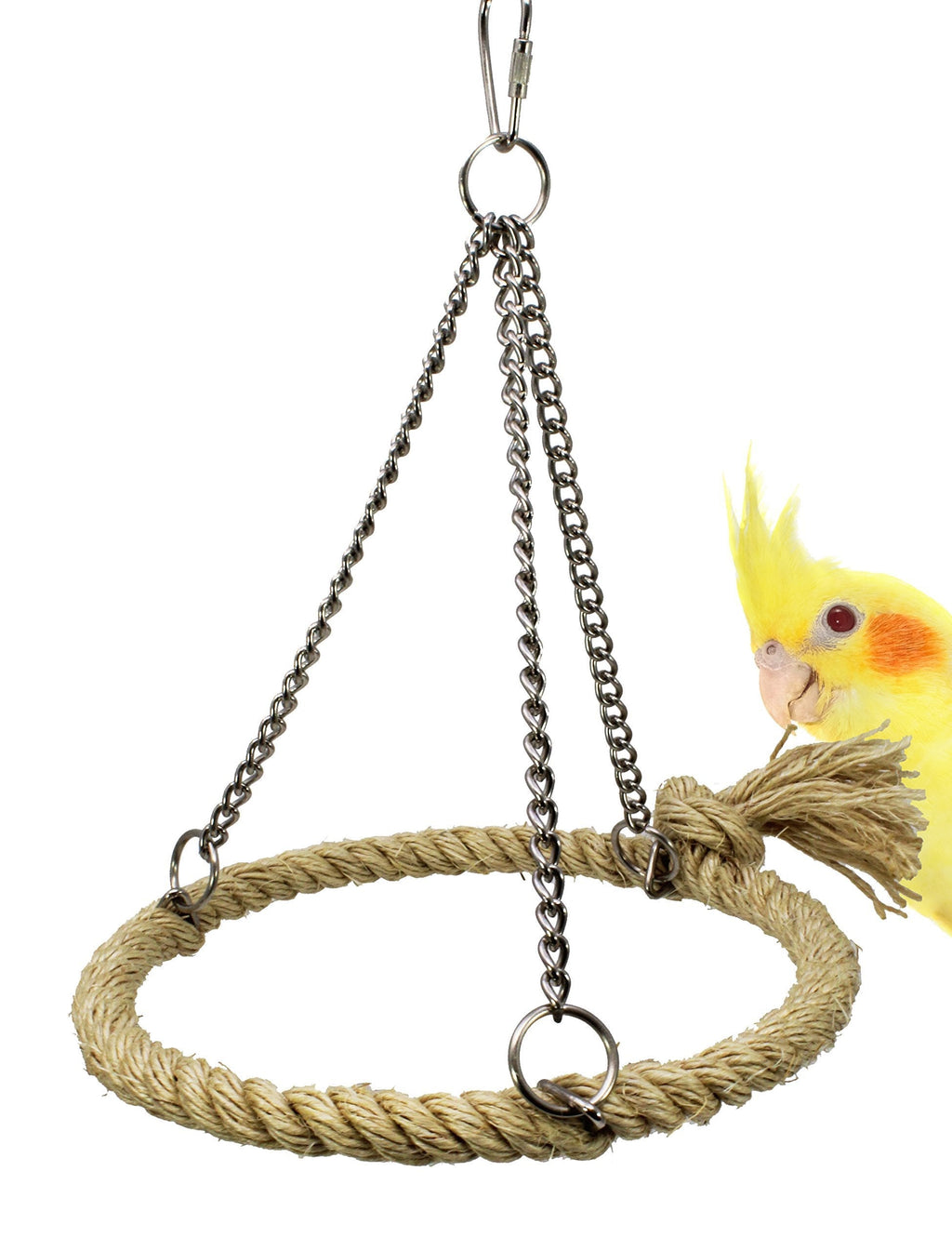 [Australia] - Bonka Bird Toys 1775 Sisal Pyramid Ring Swing Natural Parrot cage Parakeet Cockatiel Conure Hanging Perch Hammock pet Budgie Finch Supplies Small Accessories 