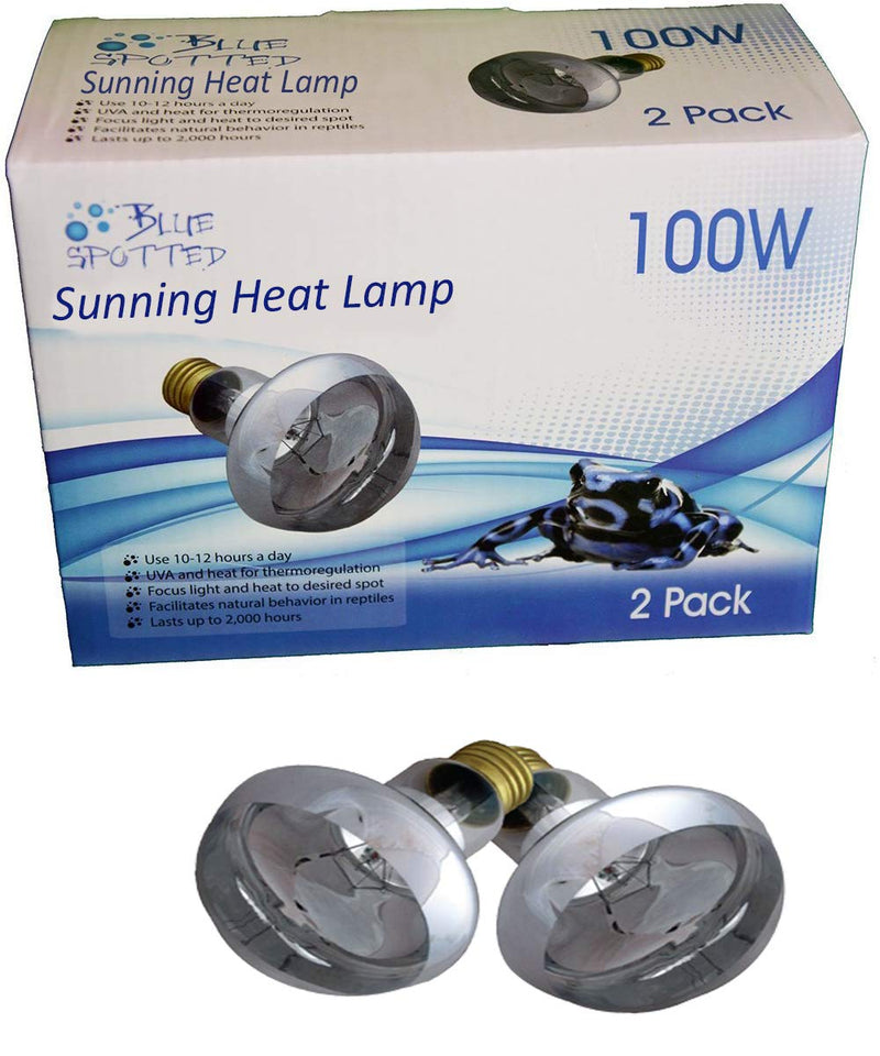 [Australia] - Blue Spotted Sunning Heat Lamp 100 Watt 2 Bulb Value Pack for Use with Terrariums and Provides A Basking Lamp Reptiles, Amphibians, Small Animals, Birds, and Farm Animals 