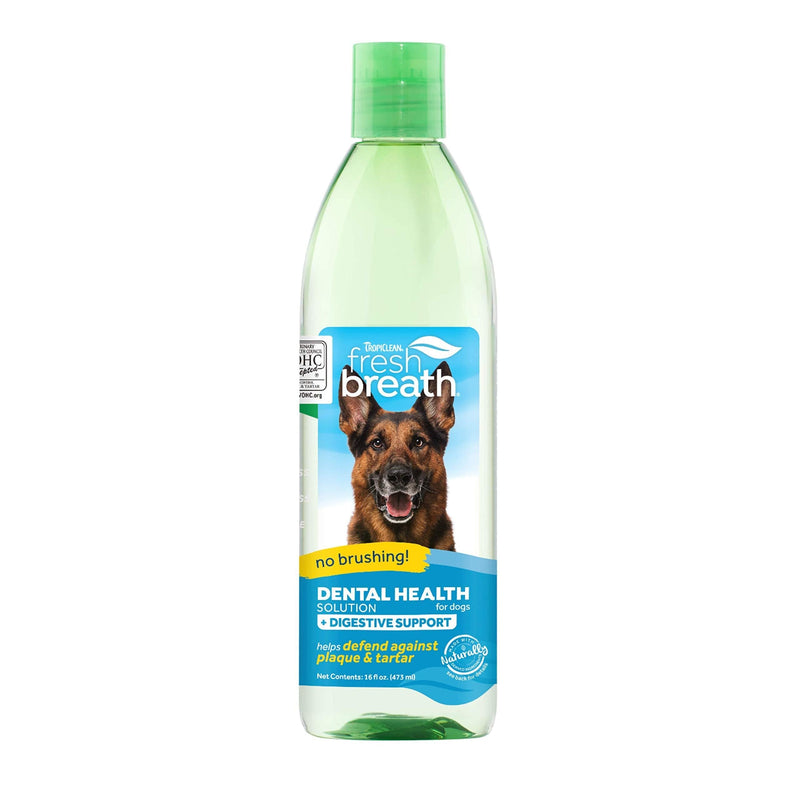 TropiClean Fresh Breath Dental Health Solution Plus Digestive Support for Dogs, 16oz - Made in USA - PawsPlanet Australia