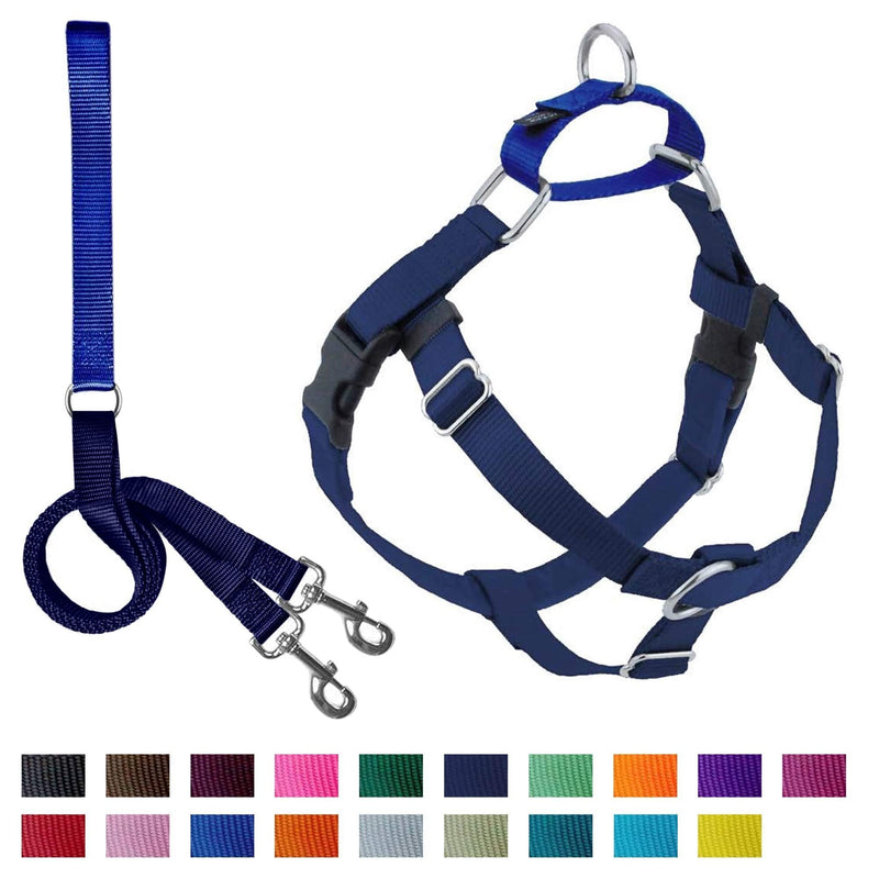 [Australia] - 2 Hounds Design Freedom No-Pull Dog Harness with Leash | X-Small - XX-Large Adjustable Pet Harness for Small and Large Breeds | Made in USA (1" Medium, Navy Blue) 