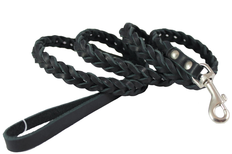 [Australia] - Genuine Fully Braided Leather Dog Leash 4 Ft Long 3/8" Wide, Small Breeds 