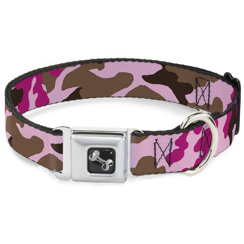 [Australia] - Buckle-Down Seatbelt Buckle Dog Collar - Camo Pink - 1.5" Wide - Fits 18-32" Neck - Large 