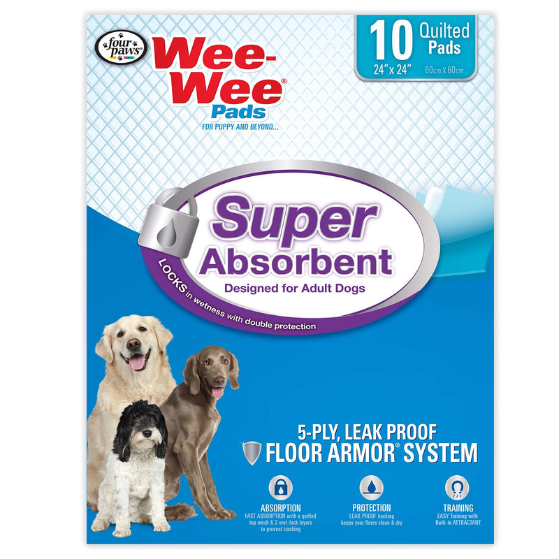 Four Paws Wee-Wee Puppy Training Large Size 24" x 24" Pee Pads for Dogs Large 24" x 24" 10-Count - PawsPlanet Australia