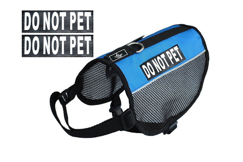 [Australia] - DO NOT PET Service Dog mesh Vest Harness Cool Comfort Nylon for Dogs Small Medium Large Purchase Comes with 2 Reflective DO NOT PET Removable Patches. Please Measure Your Dog Before Ordering Girth 15-20" Blue 