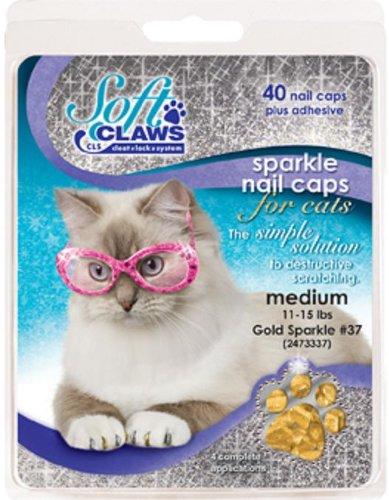 [Australia] - Soft Claws Nail Caps for Cats, Size Medium, Color Gold Glitter 