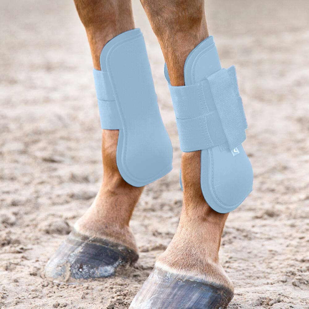 HORZE Chicago Adjustable Horse Tendon Boots - Protective, Lightweight, Open Front Boots for Jumping, Trail Riding, and Turnout (Sold in Pairs) Cashmere Blue - PawsPlanet Australia