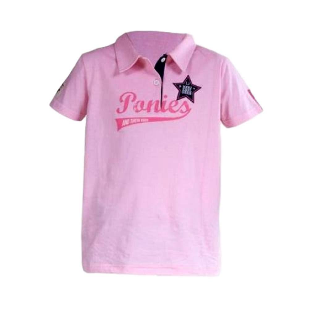 Horze Banji Polo Kids Shirt, 9-10 Pink Lady Light Pink - PawsPlanet Australia