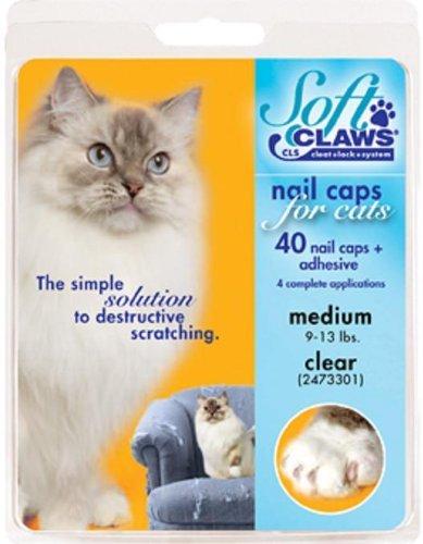 [Australia] - Soft Claws Nail Caps for Cats, Clear Size Medium 9-13 lbs, CLS (Cleat Lock System) 