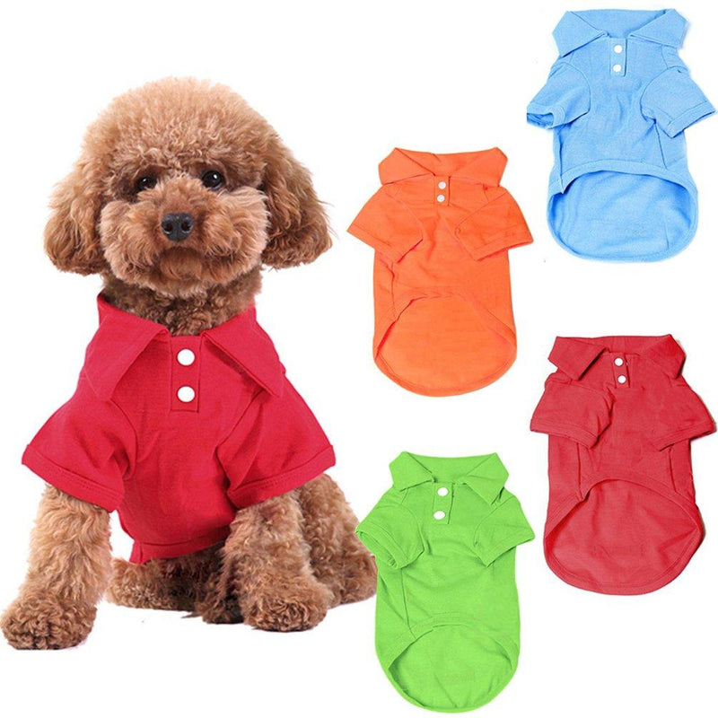 [Australia] - KINGMAS 4 Pack Dog Shirts Pet Puppy T-Shirt Clothes Outfit Apparel Coats Tops Medium 