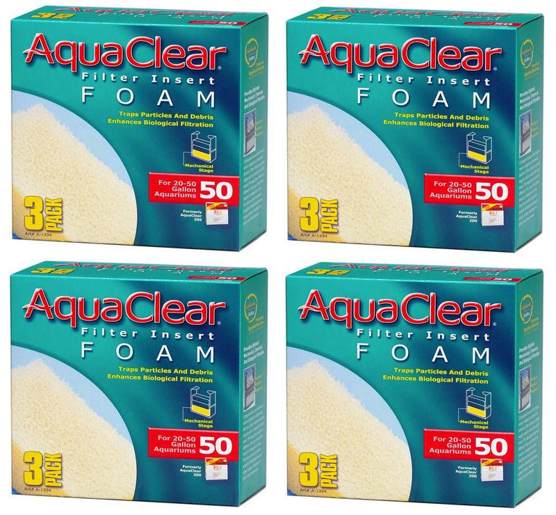 [Australia] - (4 Pack) Aqua Clear Foam Inserts for 50 Gallon Aquariums (3 Ct. Per Pack / 12 Total Inserts) 