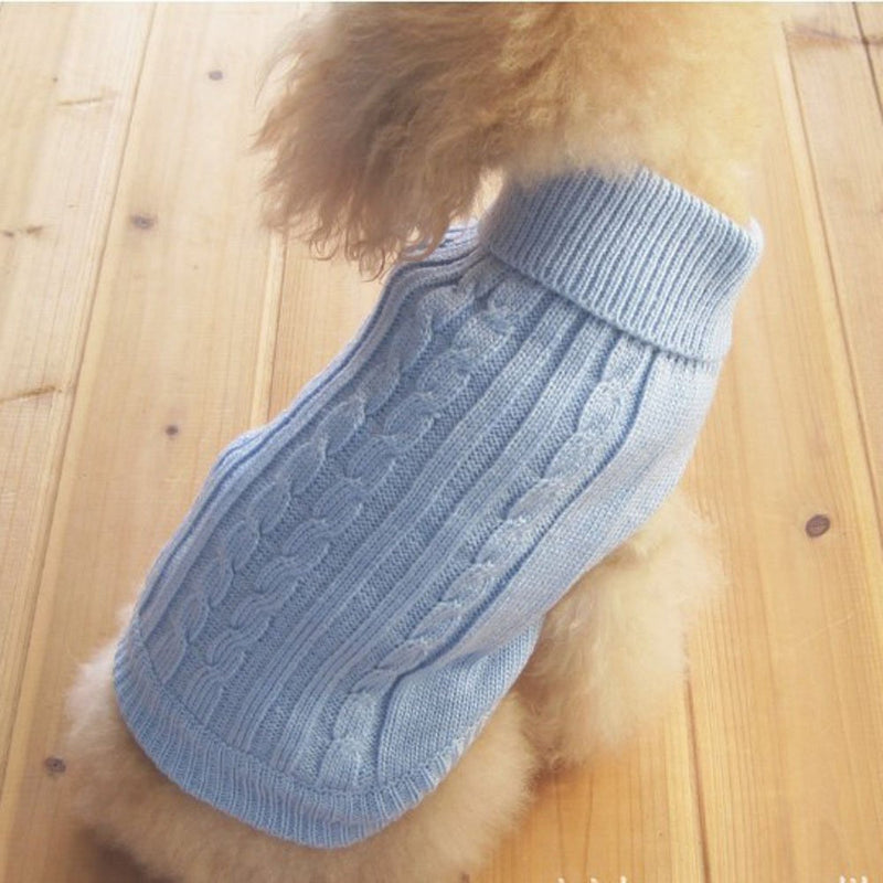 Tangpan Turtleneck Classic Straw-Rope Pet Dog Sweater Apparel(Blue,XS) X-Small (Pack of 1) Blue - PawsPlanet Australia