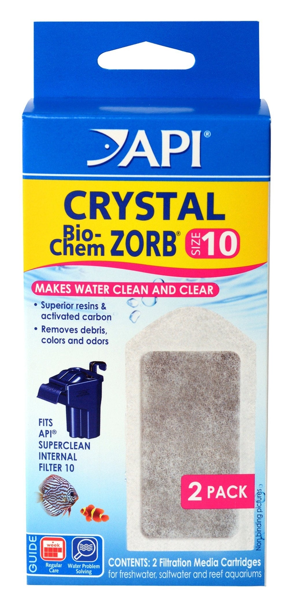 [Australia] - API CRYSTAL BIO-CHEM ZORB Filtration Cartridge, Cleans and clears aquarium water removing debris, colors, odors, heavy metals, and toxic gases, Use when starting or maintaining an aquarium 10 