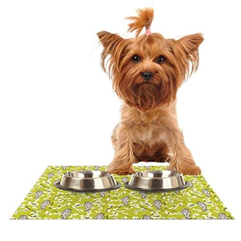 [Australia] - KESS InHouse Julie Hamilton Blossom Bird Feeding Mat for Pet Bowl, 24 by 15-Inch 