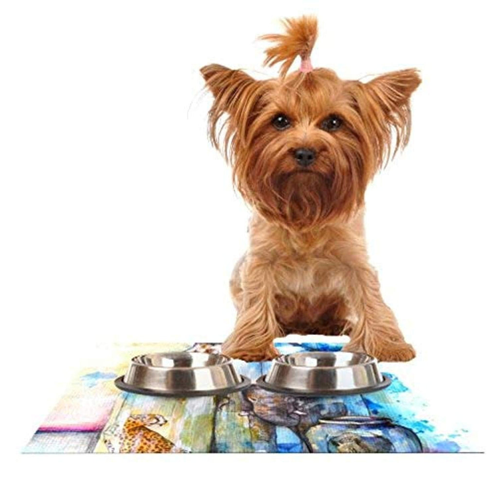 [Australia] - KESS InHouse Kira Crees Bottled Animals Feeding Mat for Pet Bowl, 24 by 15-Inch 