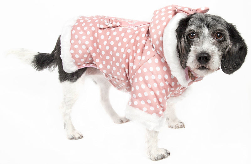 Polka-Dot Couture-Bow Pet Hoodie Sweater Pink Polka Small - PawsPlanet Australia