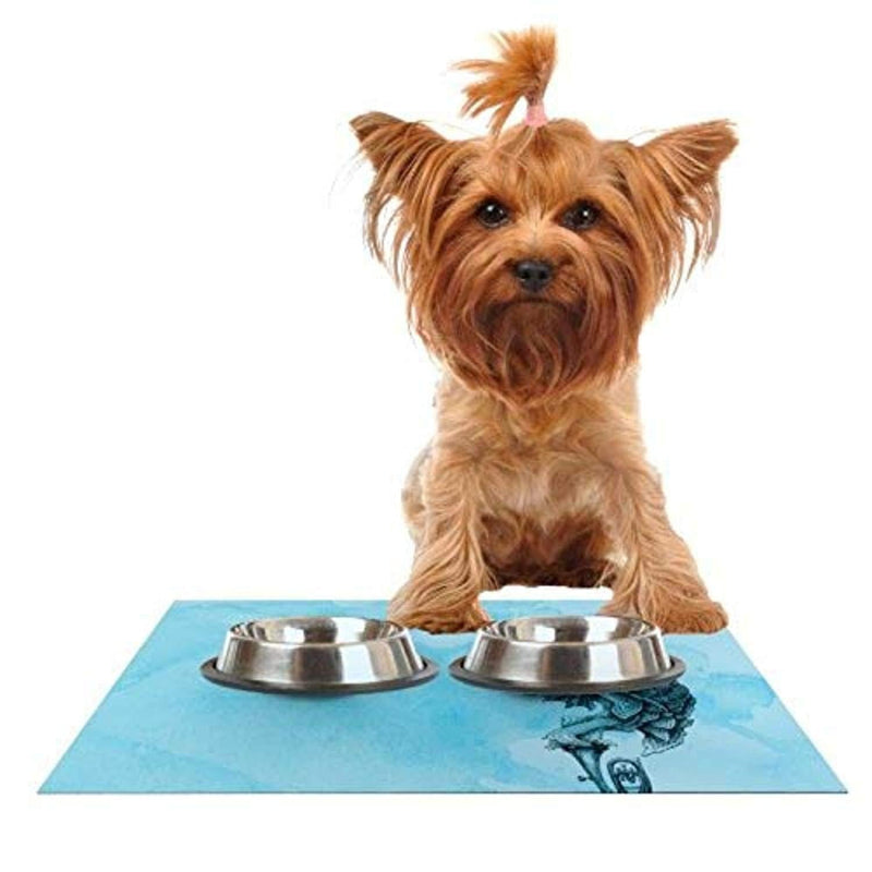 [Australia] - KESS InHouse Graham Curran Turtle Tuba III Feeding Mat for Pet Bowl, 24 by 15-Inch 