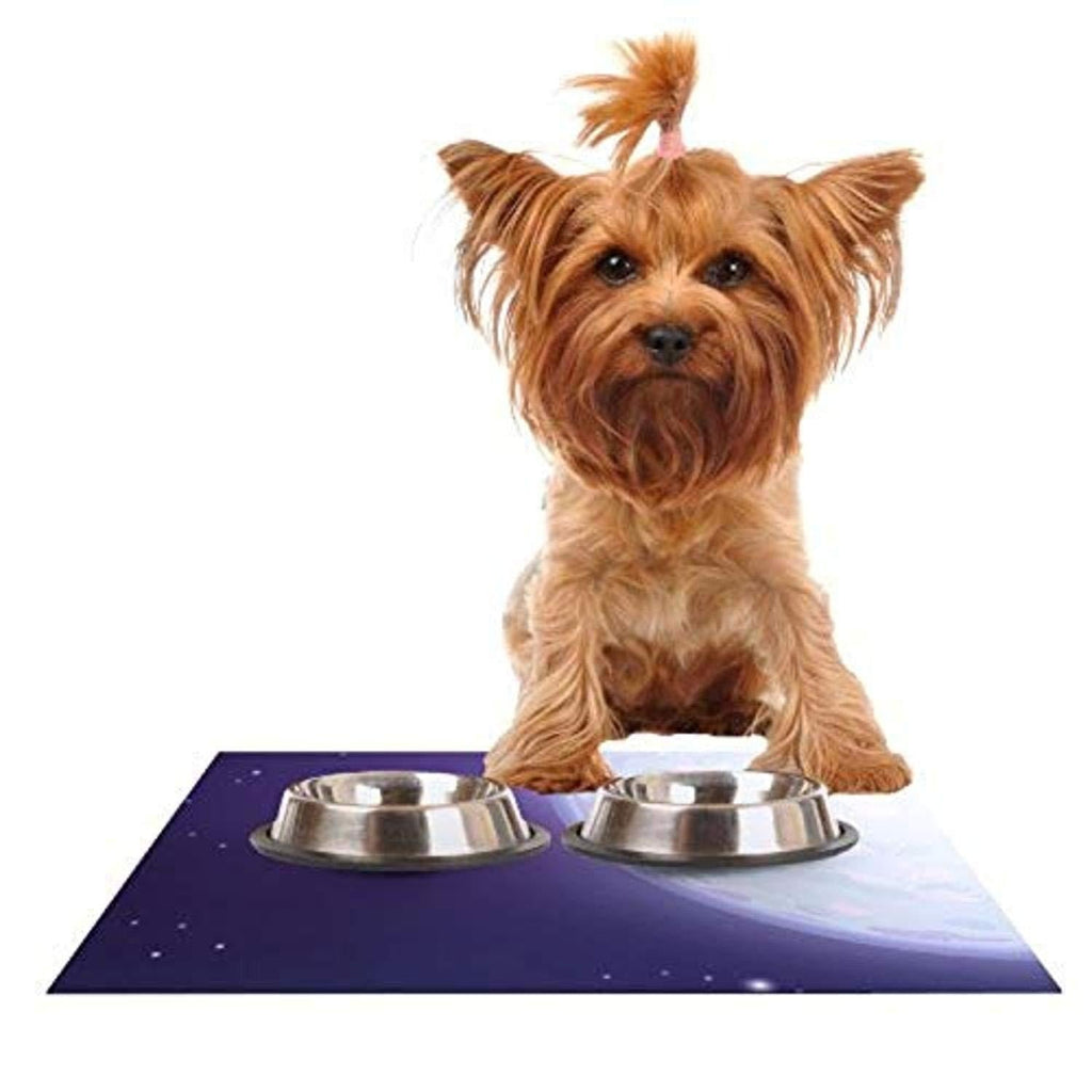 [Australia] - KESS InHouse Fotios Pavlopoulos Full Moon Night Sky Feeding Mat for Pet Bowl, 18 by 13-Inch 