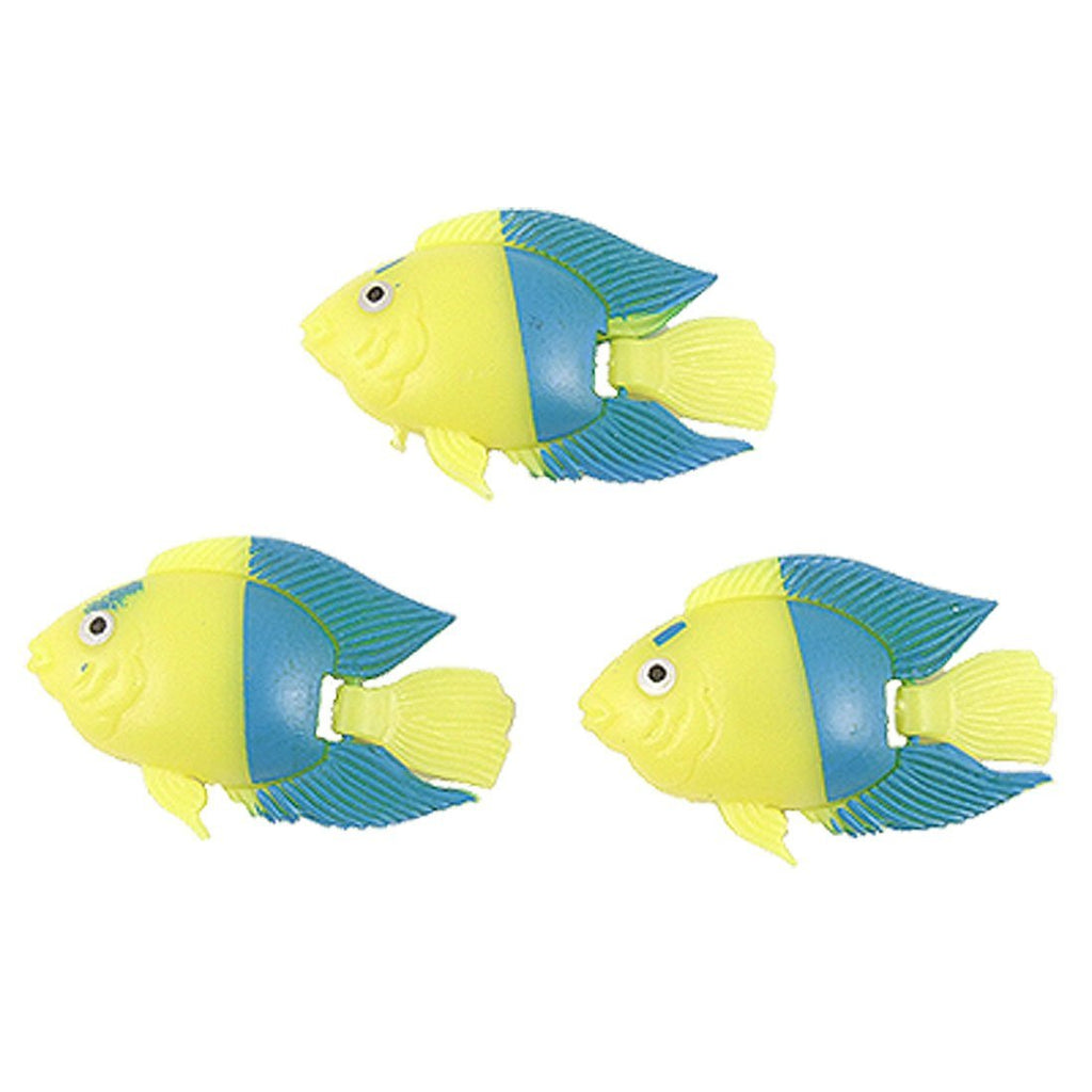 [Australia] - uxcell 3-Piece Plastic Tank Ornament Swimming Animal Fish, Cyan/Yellow 