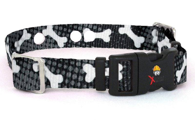 [Australia] - Coastal Pet Replacement Receiver Collar Straps for All Brands Electric Dog Fences | Black with White Bones | PetSafe, Invisible Fence, More Up To 18" Neck 