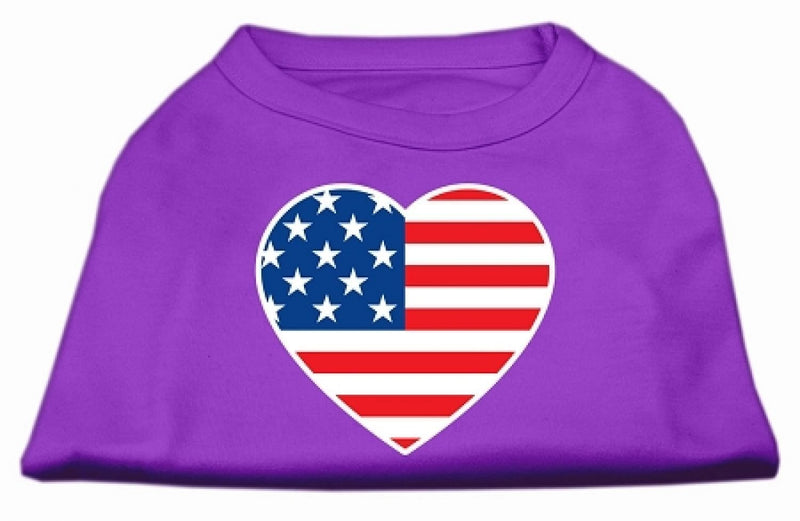 [Australia] - Mirage Pet Products American Flag Heart Screen Print Shirt, Large, Purple 