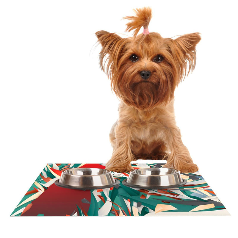 [Australia] - KESS InHouse Danny Ivan Soccer Headshot Teal Red Pet Bowl Placemat, 24 by 15-Inch 