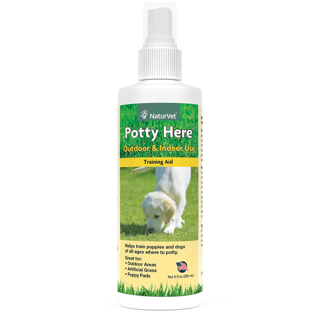 NaturVet – Potty Here Training Aid Spray – Attractive Scent Helps Train Puppies & Dogs Where to Potty – Formulated for Indoor & Outdoor Use 8 oz - PawsPlanet Australia