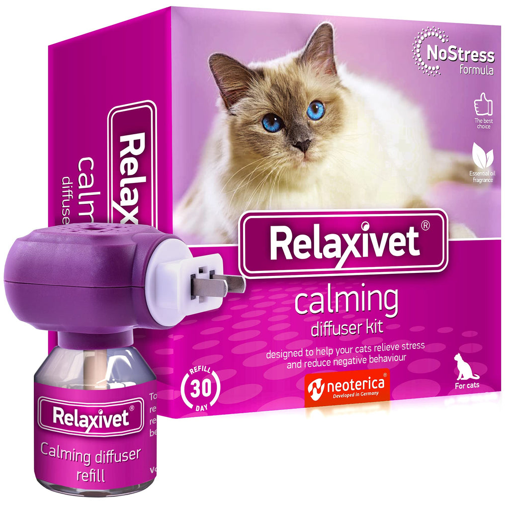 Cat Calming Pheromone Diffuser Kit | Improved DE-Stress Formula | Anti-Anxiety Treatment for Cats | Reduces Stress, Scratching, Fighting & Other Problematic Behavior 1 Diffuser + 1 Refill - PawsPlanet Australia