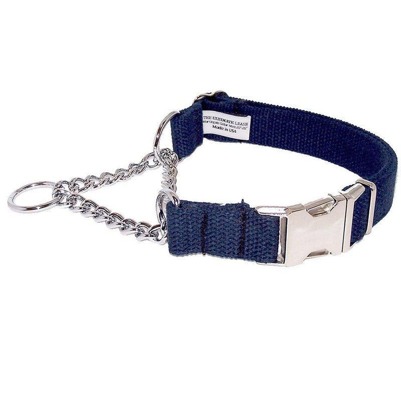 [Australia] - The Ultimate Leash Cotton Series Martingale Dog Collar | Adjustable, Premium, Heavy Duty, Durable, Strong Training Collar | Made in The USA 20-26" Navy 