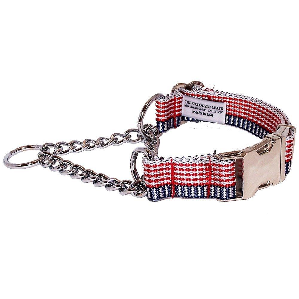 [Australia] - The Ultimate Leash Designer Series Martingale Dog Collar | Made in The USA | Adjustable, Premium, Heavy Duty, Durable, Strong Training Collar | Nickel Plated Steel 16-20" Flag 