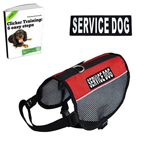 [Australia] - Service Dog Vest - Bonus eBook on Clicker Training Included - Lightweight - 2 Free Removable Patches - Please Measure Twice Before Buying 17-21" girth 