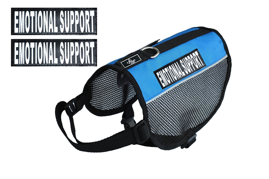 [Australia] - Emotional Support Service Dog mesh Vest Harness Cool Comfort. Purchase Comes with 2 Reflective Emotional Support Removable Patches. Please Measure Your Dog Before Ordering Girth 8-10" Blue 