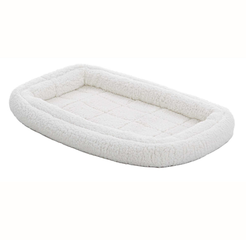 [Australia] - Double Bolster Pet Bed for Metal Dog Crates White Fleece 24-Inch 