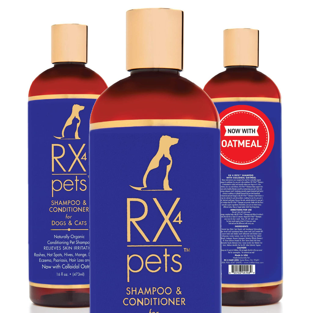 [Australia] - RX4 Dog Cat Shampoo Conditioner - Naturally Organic Oatmeal Aloe Puppy Treatment, Supplies Relief for Smelly Pets, Mange, Dry Itchy Skin, No More Scratching,16oz 