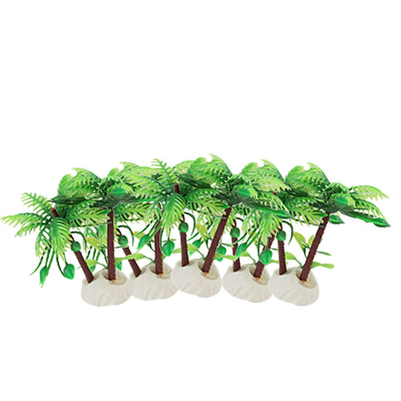 [Australia] - uxcell Plastic Aquarium Green Leaves Brown Trunk Coconut Trees 