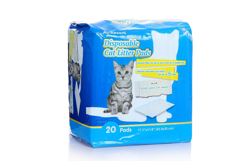 [Australia] - All-Absorb 20 Count Cat Litter Pads, 17.1 by 11.8-Inch White and Blue 