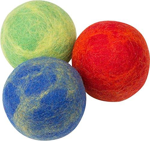 [Australia] - Pet Pizazz 3-Pack 100% Wool Dog Balls (Indoor or Outdoor Toy, Boutique Quality, All-Natural) 