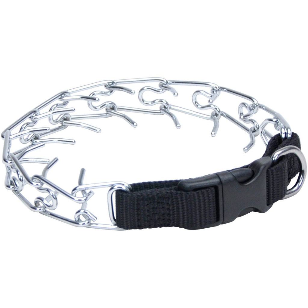 [Australia] - Coastal Pet Easy-On Chrome-Plated Dog Prong Training Collar with Buckle, 3.0 mm links, 18-Inches Girth 