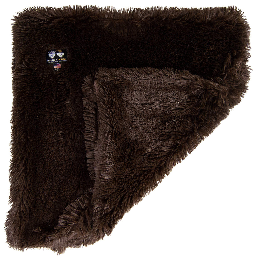 [Australia] - Bessie and Barnie Grizzly Bear Luxury Shag Ultra Plush Faux Fur Pet, Dog, Cat, Puppy Super Soft Reversible Blanket XS - 20" x 20" 