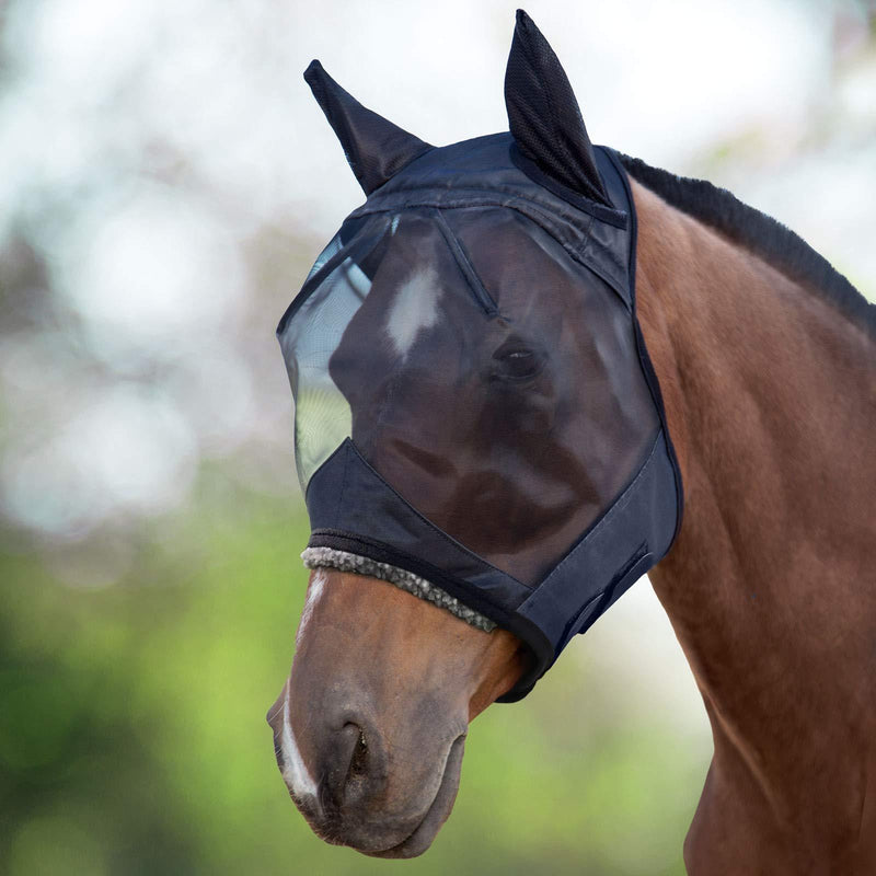 Harrison Howard CareMaster Fly Mask Standard with Ears Piano Black Cob (Medium) - PawsPlanet Australia