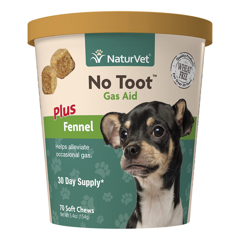 NaturVet – No Toot Gas Aid For Dogs Plus Fennel – 70 Soft Chews | Alleviates Intestinal Gas | Helps Reduce Stool & Urine Odors | 30 Day Supply - PawsPlanet Australia