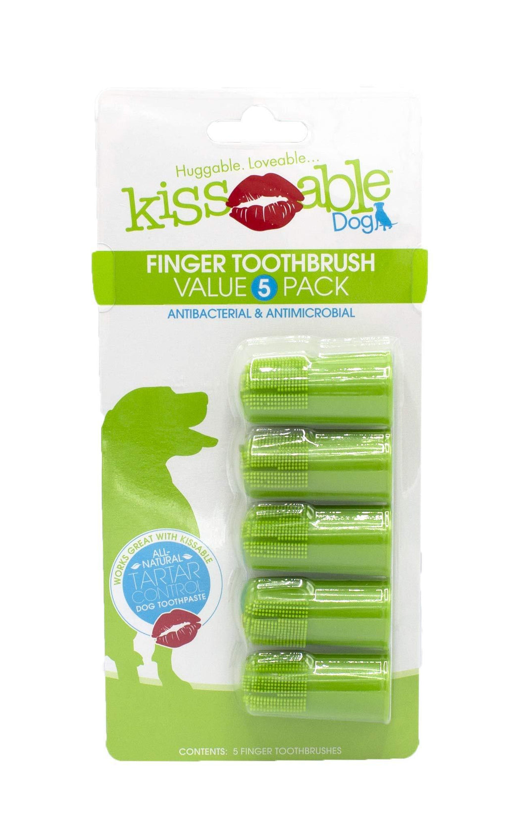 Kissable Dog Dental Finger Brush For Dogs | Dental Care For Dogs, Finger Brush Value Pack, 5 count - PawsPlanet Australia