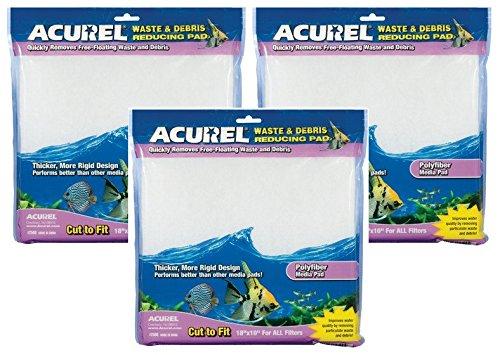[Australia] - Acurel 3 Pack of Waste and Debris Reducing Media Pad, 18 by 10 Inch, Polyfiber Media Pad for All Aquarium Filters 