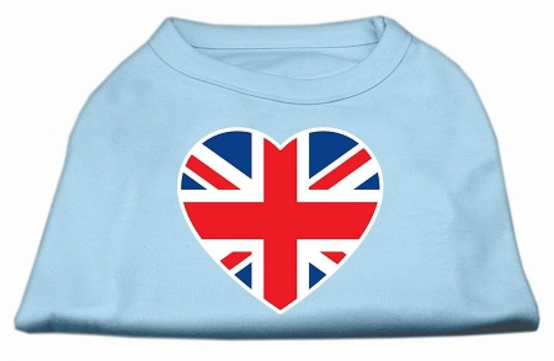 [Australia] - Mirage Pet Products British Flag Heart Screen Print Shirt, Medium, Baby Blue 