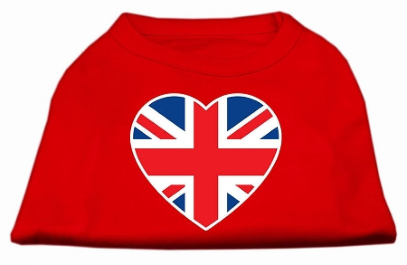 [Australia] - Mirage Pet Products British Flag Heart Screen Print Shirt, Medium, Red 